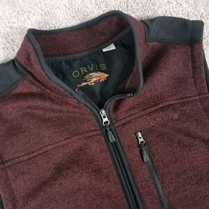 Orvis Mens Large Full Zip Knit Fleece Vest Pocket